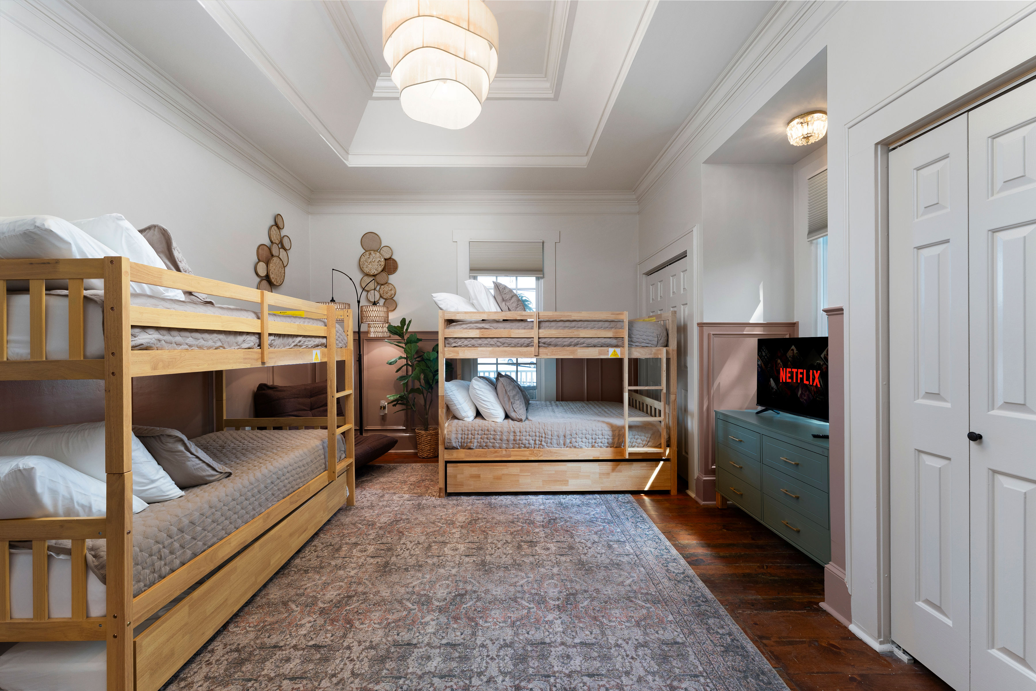 Bunk room with two sets of bunks