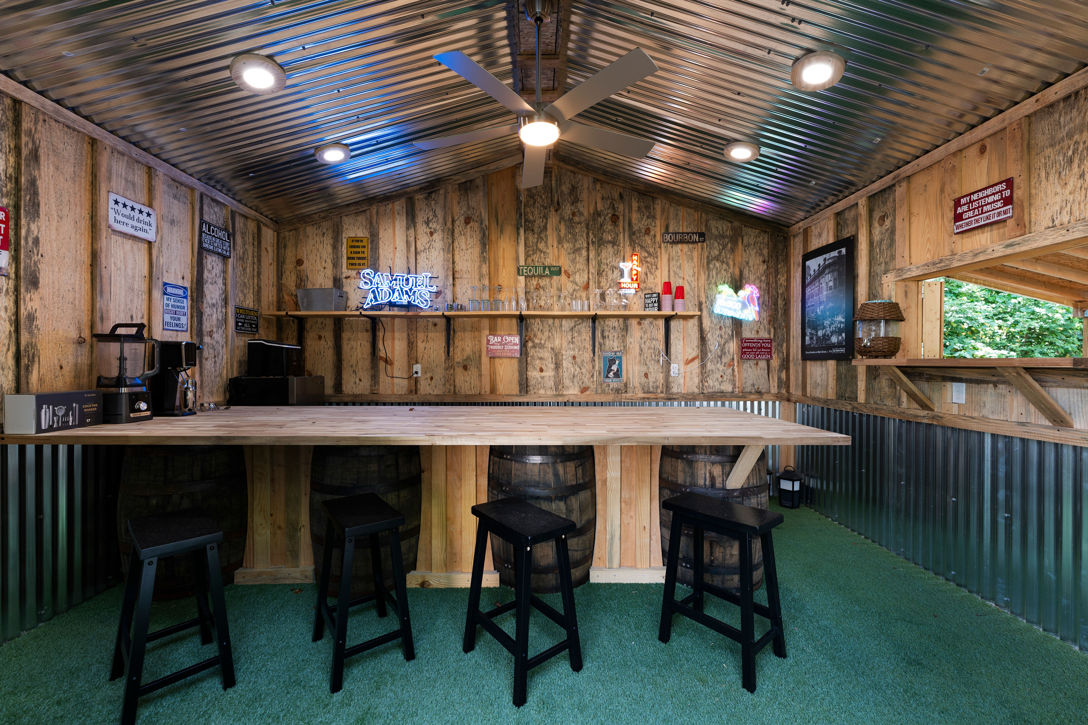 Outdoor speakeasy bar