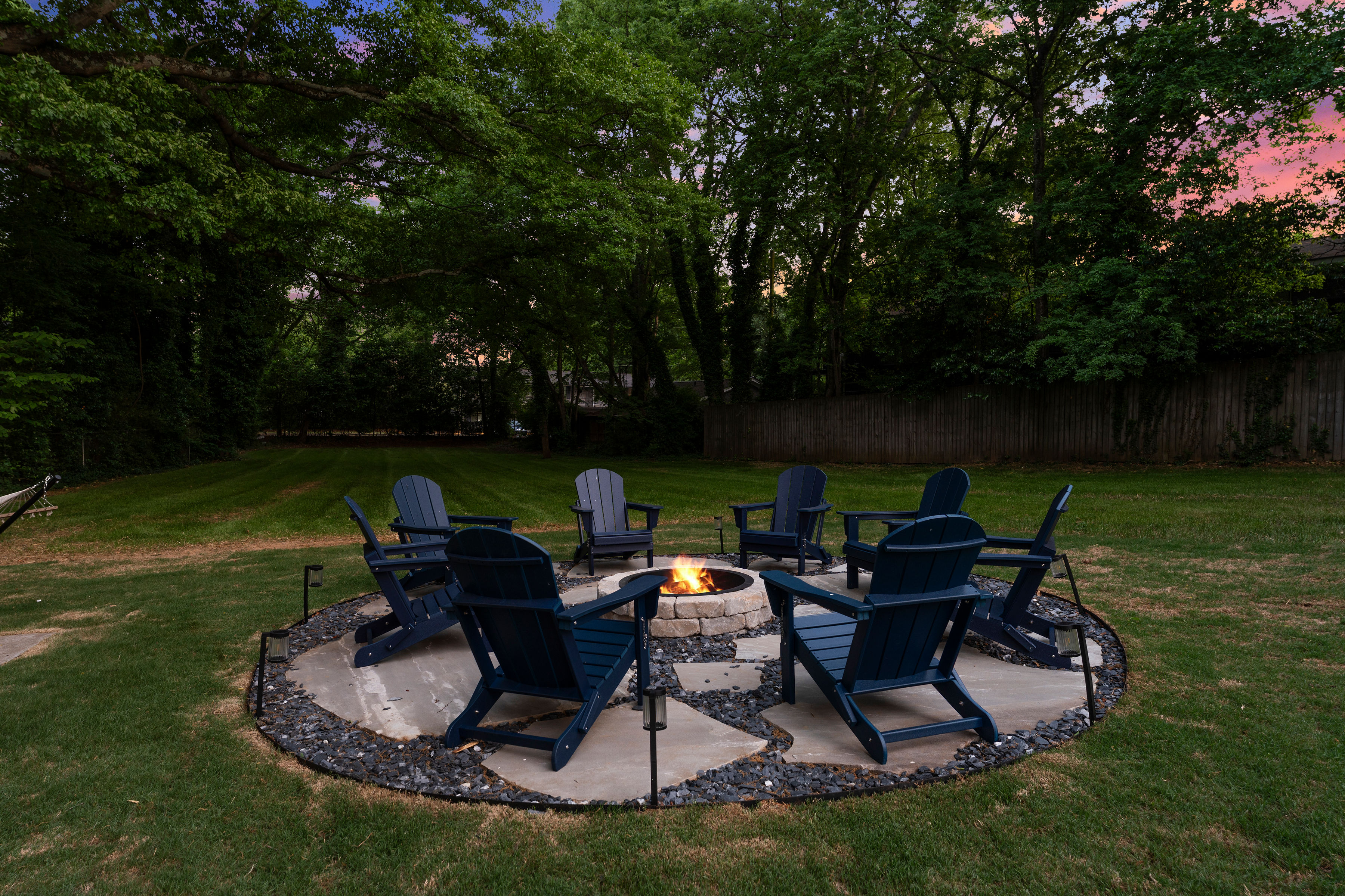 Fire pit at dusk